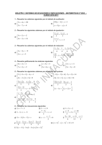 boletín 3: sistemas de ecuaciones e inecuaciones – matemáticas 3º