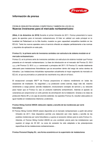 Información de prensa FRONIUS DEMUESTRA MÁXIMA
