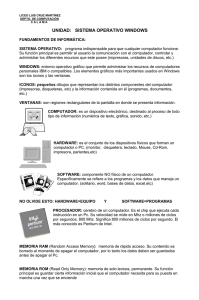 UNIDAD:   SISTEMA OPERATIVO WINDOWS