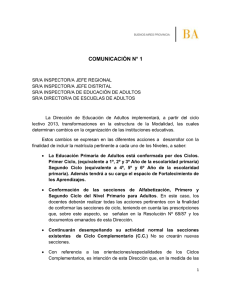 COMUNICACIÓN N° 1 SR/A INSPECTOR/A JEFE REGIONAL SR/A