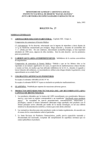 MINISTERIO DE SANIDAD Y ASISTENCIA SOCIAL JUNTA REVISORA DE ESPECIALIDADES FARMACEUTICAS