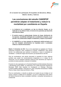 Las conclusiones del estudio CANDIPOP mortalidad por candidemia en España