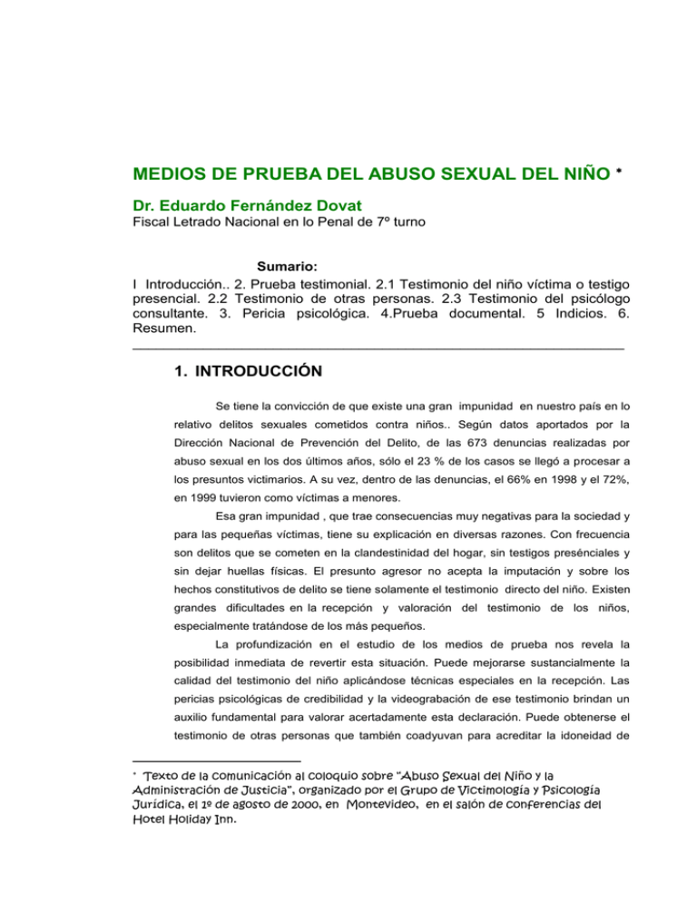 Medios De Prueba Del Abuso Sexual Del NiÑo 0207