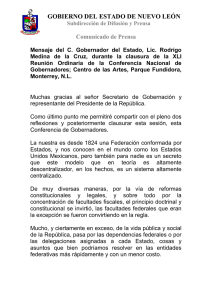 Mensaje del C. Gobernador del Estado, Lic. Rodrigo Medina de