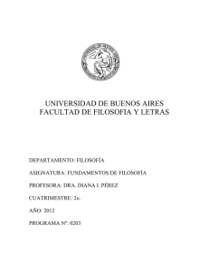 UNIVERSIDAD DE BUENOS AIRES FACULTAD DE FILOSOFIA Y LETRAS
