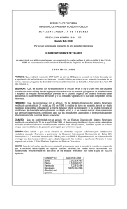 REPÚBLICA DE COLOMBIA - Superintendencia Financiera de