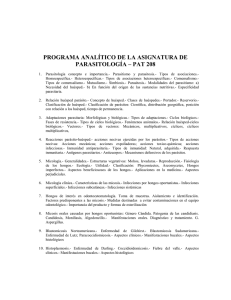 PROGRAMA ANALÍTICO DE LA ASIGNATURA DE PARASITOLOGÍA – PAT 208