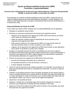 Opción de Responsabilidad de Servicios (SRO) Funciones y responsabilidades