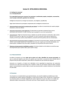 Unidad III- INTELIGENCIA EMOCIONAL  3.1 Inteligencia emocional