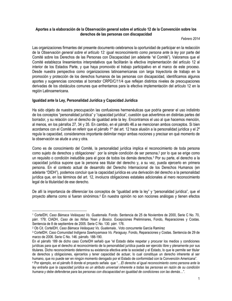 Aportes a la elaboración de la Observación general sobre el artículo