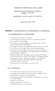 Psicología 4to. año 2011 Prof. Martin