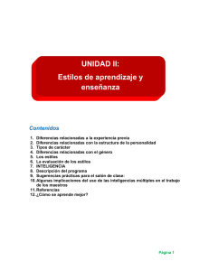 UNIDAD II_ ESTILOS DE APRENDIZAJE Y ENSEÑANZA