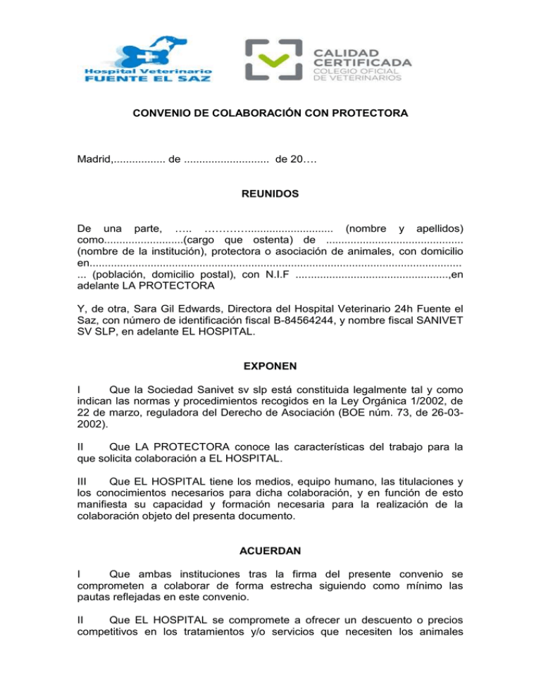 Convenio De Colaboración Con Protectora