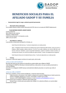 BENEFICIOS SOCIALES PARA EL AFILIADO SADOP Y SU FAMILIA