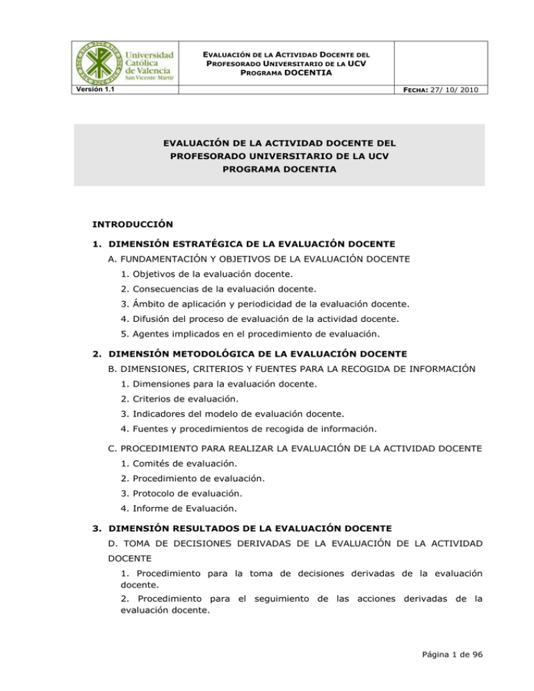 Modelo De Evaluación Docente De La Actividad Docente Del