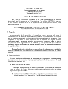 Universidad de Puerto Rico Recinto Universitario de Mayagüez JUNTA ADMINISTRATIVA Mayagüez, Puerto Rico