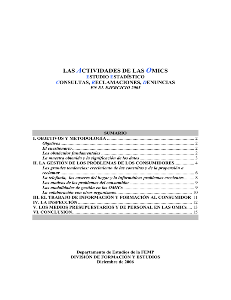 ESTUDIO ESTADÍSTICO SOBRE LAS ACTIVIDADES DE