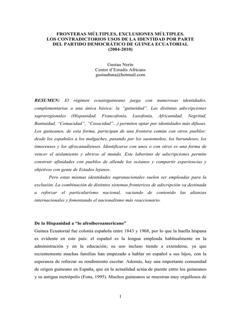 LOS CONTRADICTORIOS USOS DE LA IDENTIDAD POR PARTE