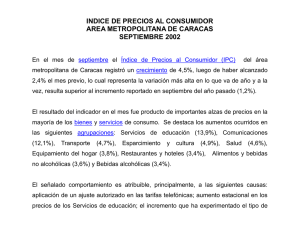 INDICE DE PRECIOS AL CONSUMIDOR AREA METROPOLITANA DE CARACAS SEPTIEMBRE 2002