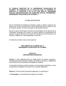 REGLAMENTO PARA LOS ALUMNOS DE LA UNIVERSIDAD