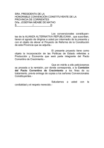 SRA. PRESIDENTA DE LA HONORABLE CONVENCIÓN CONSTITUYENTE DE LA PROVINCIA DE CORRIENTES