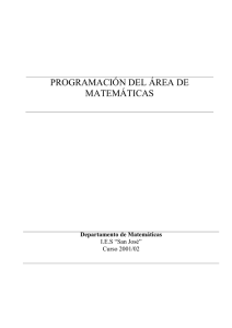 PROGRAMACIÓN DEL ÁREA DE MATEMÁTICAS Departamento de Matemáticas