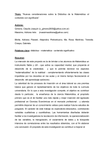 Nuevas consideraciones sobre la didáctica de la matemática