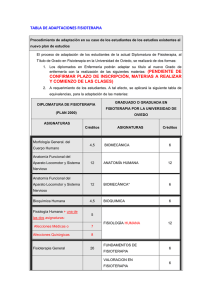 TABLA DE ADAPTACIONES FISIOTERAPIA