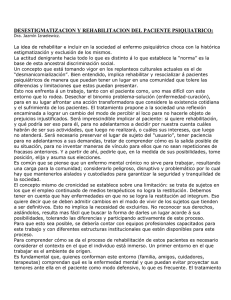 desestigmatizacion y rehabilitacion del paciente psiquiatrico