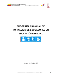 PROGRAMA NACIONAL DE FORMACIÓN DE EDUCADORES EN