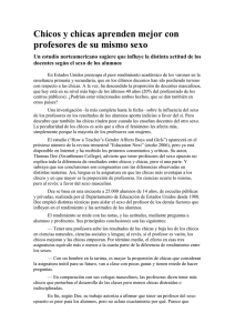 Chicos y chicas aprenden mejor con profesores de su mismo sexo