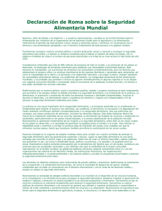 Declaraci&oacute;n de Roma sobre la Seguridad Alimentaria Mundial