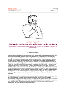 Sobre la defensa y la difusión de la cultura  Antonio Machado
