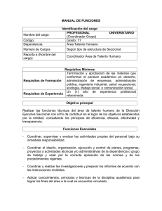 MANUAL DE FUNCIONES Identificación del cargo PROFESIONAL UNIVERSITARIO