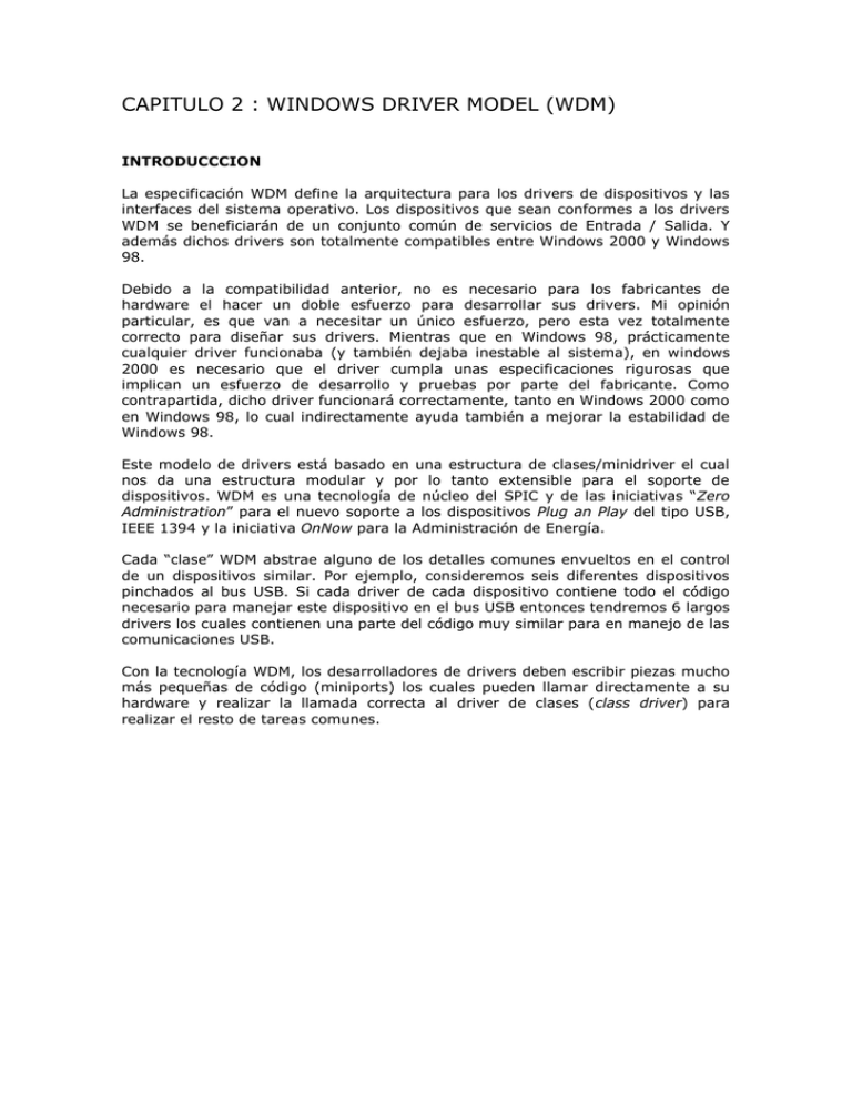 CAPITULO 2 WINDOWS DRIVER MODEL (WDM)