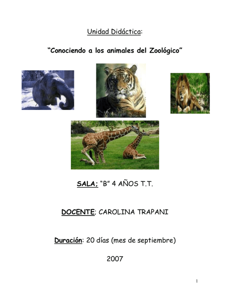 Unidad Didáctica : "El Zoológico"