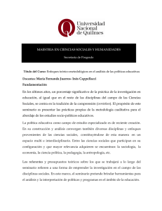 MAESTRIA EN CIENCIAS SOCIALES Y HUMANIDADES María Fernanda Juarros- Inés Cappellacci Fundamentación