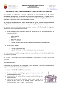 recomendaciones para centros educativos en caso de terremoto