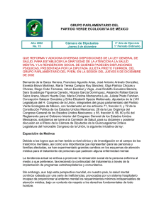 GRUPO PARLAMENTARIO DEL PARTIDO VERDE ECOLOGISTA DE MÉXICO Cámara de Diputados