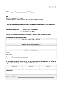 Solicitud de Inscripción al Padrón de Importadores y/o al 