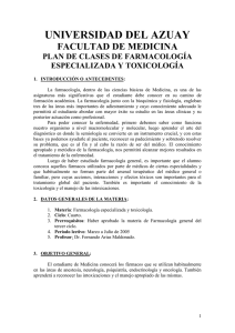 Farmacolog&iacute;a Especializada