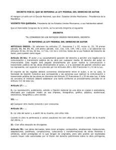 Decreto por el que se reforma la Ley Federal del Derecho de Autor