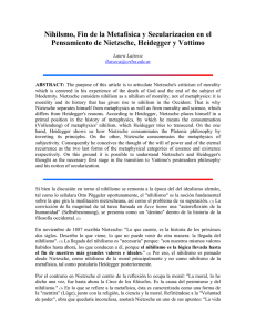 Nihilsmo, Fin de la Metafisica y Secularizacion en el Pensamiento