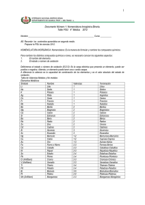 1 Documento Número 1: Nomenclatura Inorgánica Binaria.