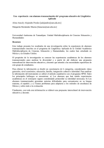 Una  experiencia  con alumnos transnacionales del  programa... Aplicada Alma Aracely Alejandre Perales [] Margarita Hern&aacute;ndez Mac&iacute;as []