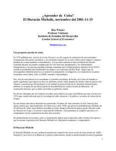 ¿Aprender de Cuba? El Huracán Michelle, noviembre del 2001