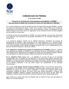 Comunicado Gas Natural - Mercado Mexicano de Derivados