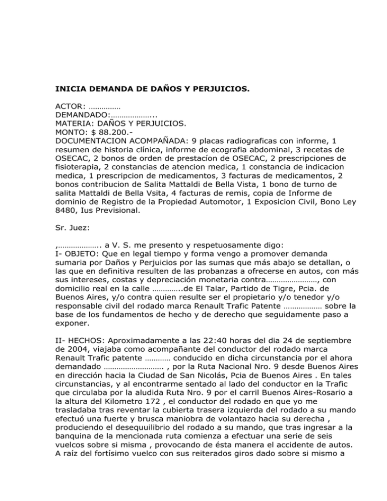 Inicia Demanda De DaÑos Y Perjuicios 3531