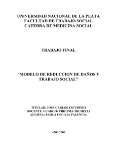 "Modelo de reducción de daños y Trabajo Social"/Palencia