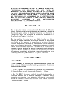 Acuerdo de Coordinación para el Trámite de Registro Profesional